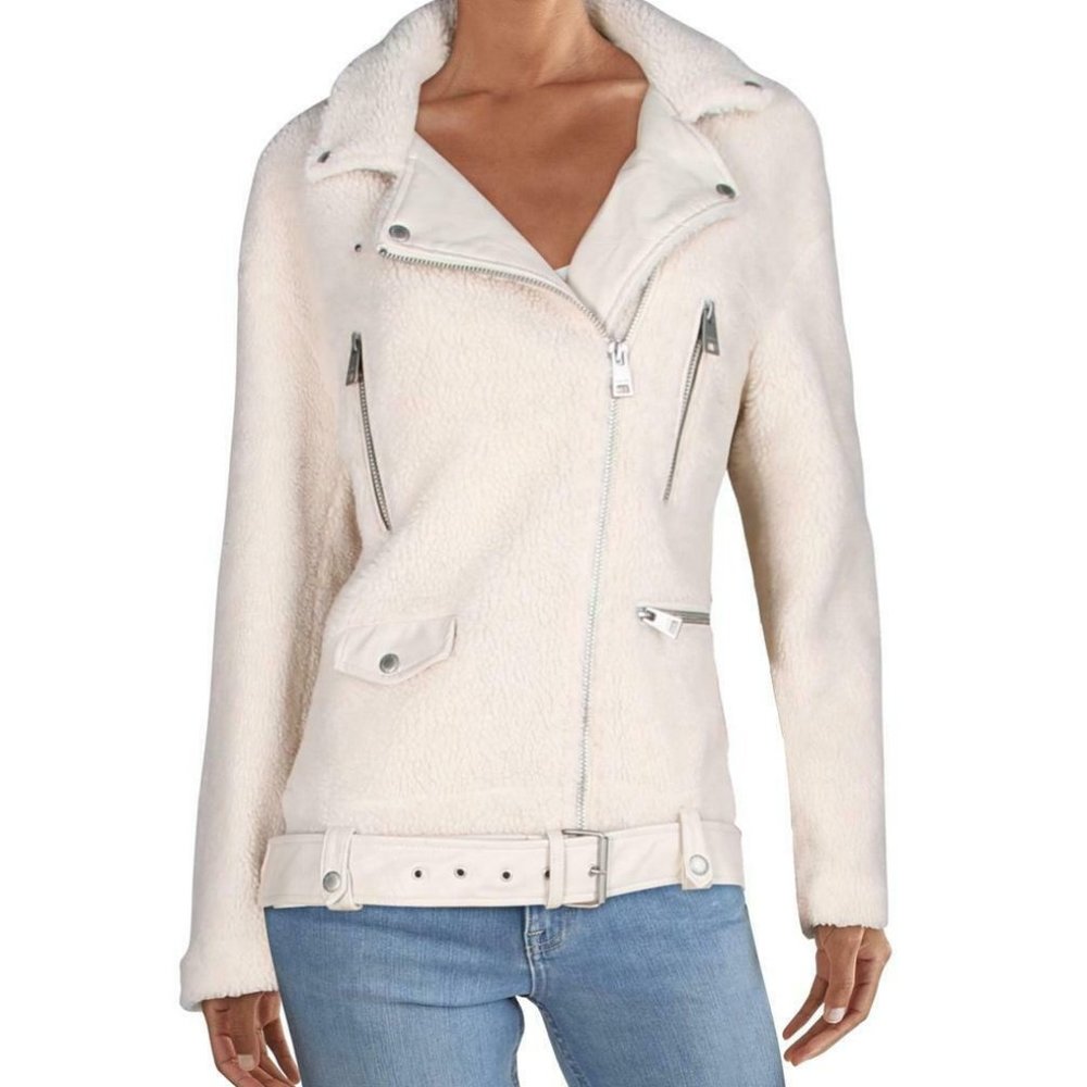 Levi Strauss Ivory Faux Shearling Moto Jacket - XL